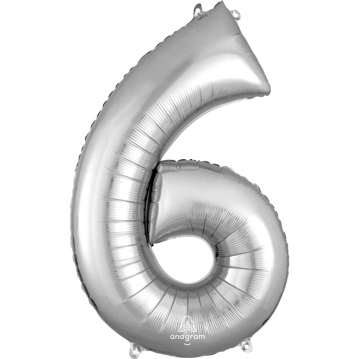 Foil balloon - Number - 6 - Silver - 86 cm